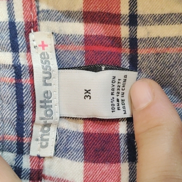Charlotte Russe woman 3X flannel red white and blue - Picture 4 of 4